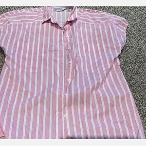 Vintage Favorites Pink and White Striped Button-Up Shirt Womens small